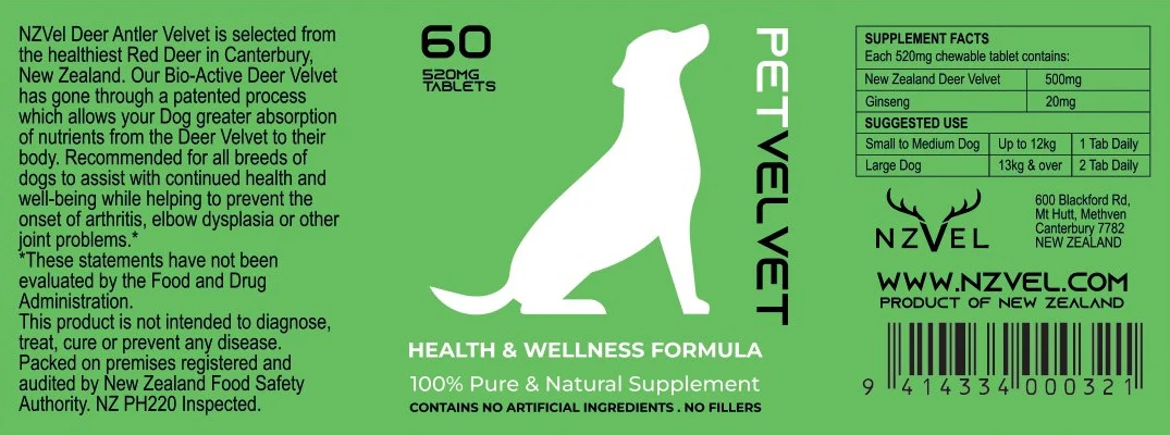Label Pet Velvet wellness formula